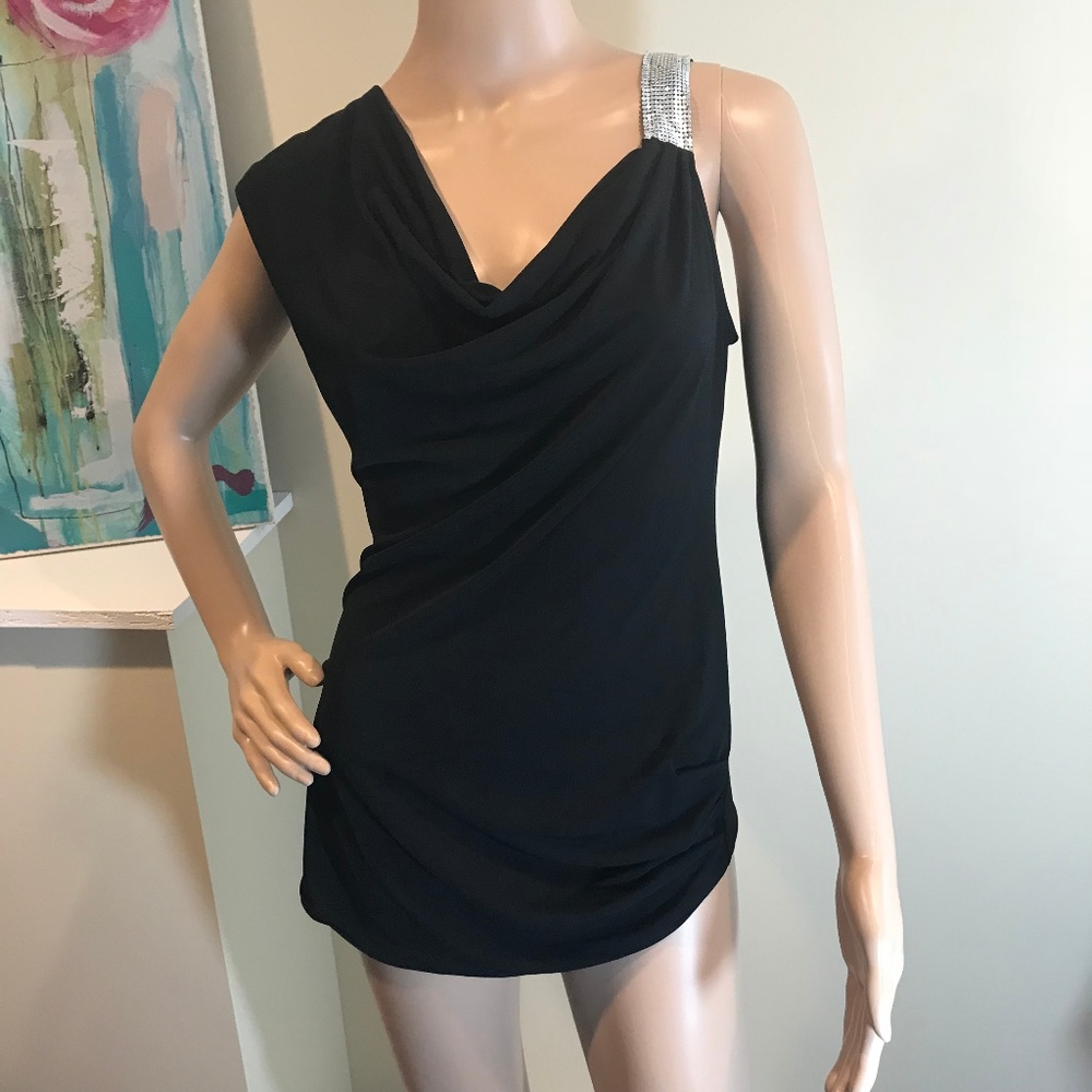 New York & Co M black bling strap top